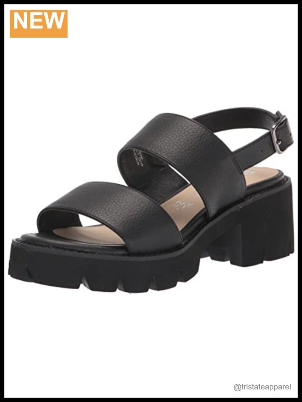 Faux Leather Double Strap Platform Sport Sandals Chunky Buckle
